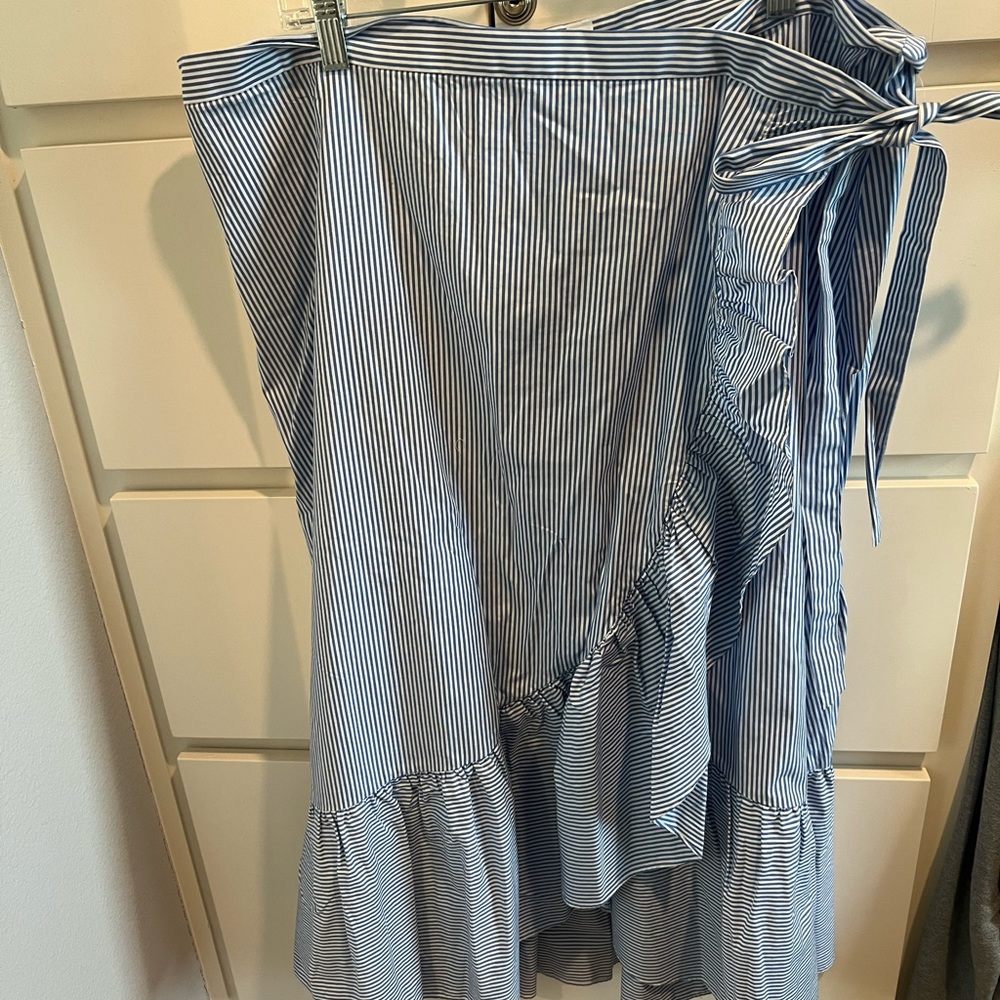 Striped J Crew wrap skirt